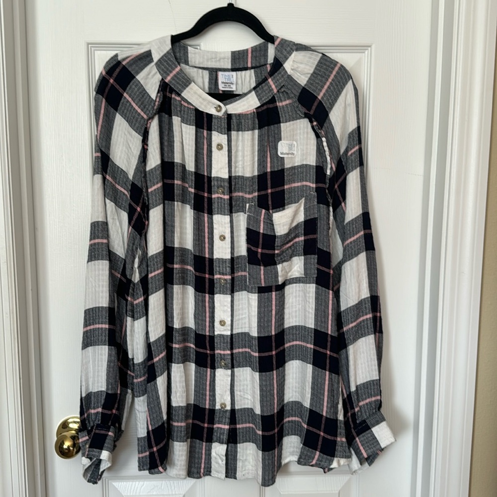 Time and Tru Maternity Long Sleeve Button Front Shirt Sz XXL